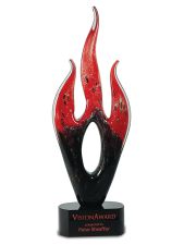 AGS15 Red and Black Flame Art Glass on Black Base