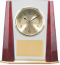 T138 Rosewood Piano Finish and Metal Clock with Beveled Columns